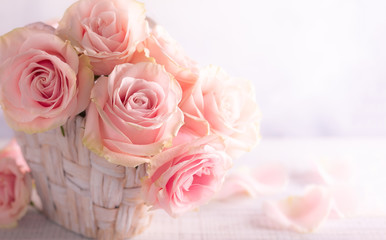 Obraz na płótnie Canvas Beautiful pink roses