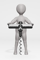 3D Render of Character with Corkscrew