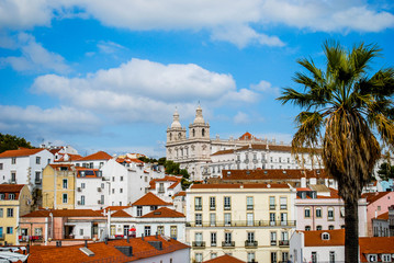 Naklejka na ściany i meble Beautiful landscape of the old part of Lisbon