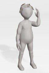 3D Render of Character with Lice on Head