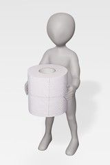 3D Render of Character with Toilet Paper