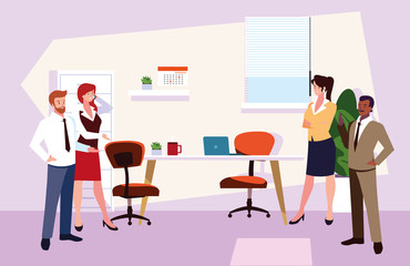 group of people business in the work office, coordinated work in friendly team in the office