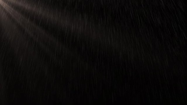 Rain effect  with light on black background 