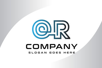 Blue black gradient initial letter OR logo vector template