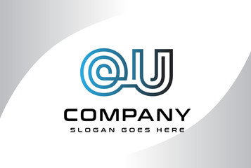 Blue black gradient initial letter OU logo vector template