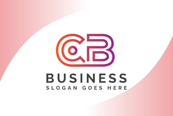 Pink yellow gradient initial letter CB logo vector template
