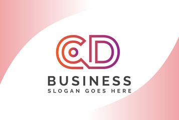 Pink yellow gradient initial letter CD logo vector template