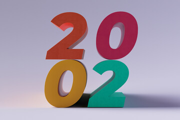 New Year 2020. Holiday background with 2020. Creative advertising. CG graphics