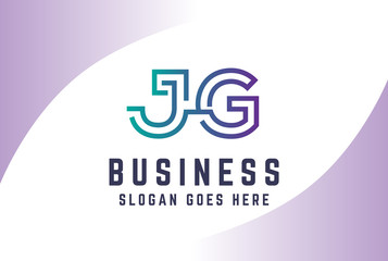 Green purple gradient initial letter JG logo vector template