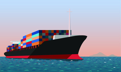 Naklejka premium cargo ship in the sea