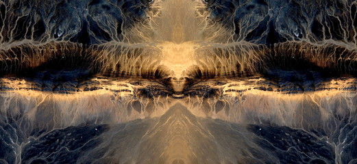 abstract symmetrical photograph of the deserts of Africa from the air, aerial view, abstract...