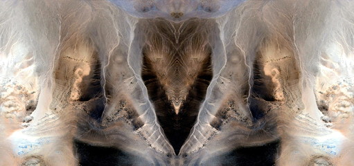 abstract symmetrical photograph of the deserts of Africa from the air, aerial view, abstract...