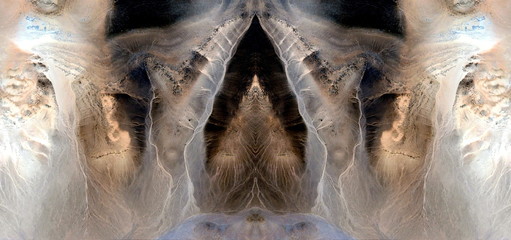abstract symmetrical photograph of the deserts of Africa from the air, aerial view, abstract...