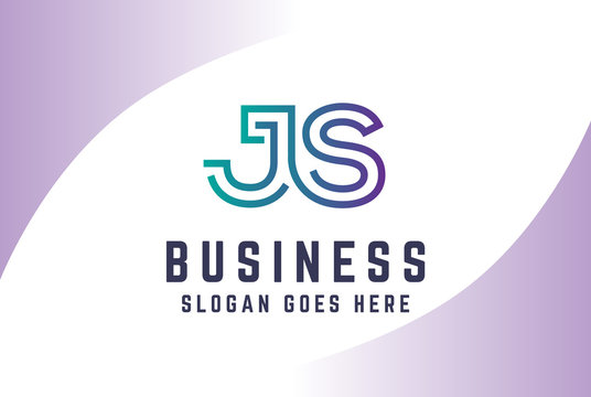 Green purple gradient initial letter JS logo vector template