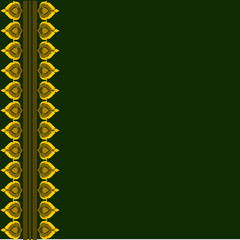 golden yellow,flowers, geometry in square frames, Thai pattern, illustration, vector, simple, for cards or decorative background, add text