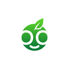 Happy apple logo/icon design. Vector image.