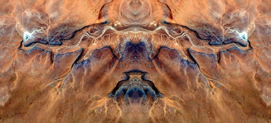 abstract symmetrical photograph of the deserts of Africa from the air, aerial view, abstract...