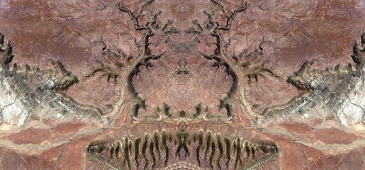abstract symmetrical photograph of the deserts of Africa from the air, aerial view, abstract...