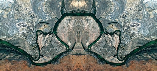 abstract symmetrical photograph of the deserts of Africa from the air, aerial view, abstract...