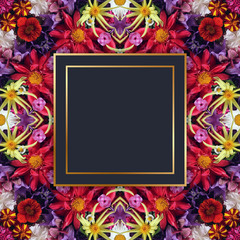 Colorful background with flowers, effect of a kaleidoscope.