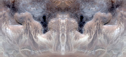 the nightmare,  abstract symmetrical photograph of the deserts of Africa from the air, aerial view,...