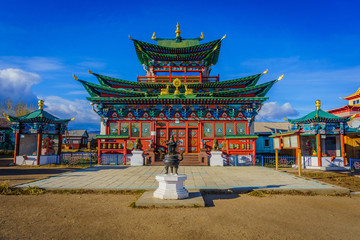 Naklejka premium Buddhist Temple in Iwolginski Dazan in Buryatia