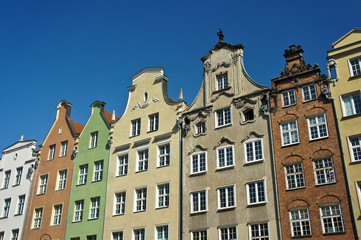 Fototapeta na wymiar Colorful facade of old city in Gdansk, Poland.