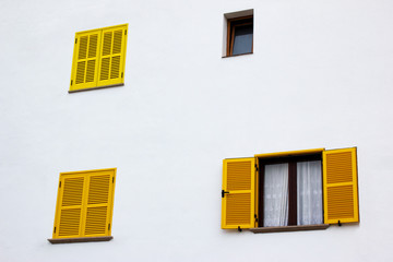 Bright Yellow Windows in the City of Port de Pollenca, Mallorca, Spain 2018 - 304984323