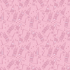 Cute unicorn. Cartoon print. Seamless vector pattern (background).