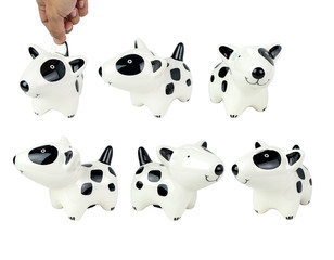 All ceramic dog doll isolated on white background.