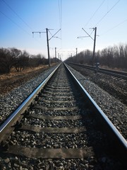 Fototapeta premium The upper structure of the railway dockless track