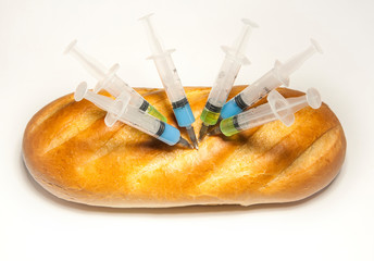 bread nitrate syringe white background 