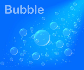 Air soap bubbles on transparent background. Set 3d aqua foam for bath. Realistic blue soap ball of wash. Abstract foam bubble. Water drop with reflection. Aqua ball isolated. vector eps10