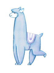 Cute watercolor llama , isolated illustration good for baby clothes print, children greeting card