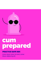 Vector illustration of Condom. Safe Sex ad template. 
