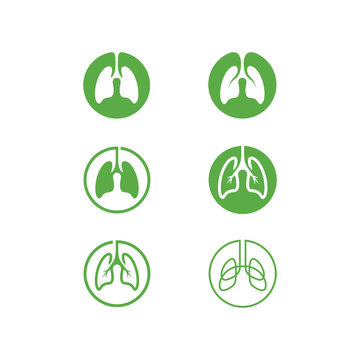 Set of lung care logo design inspiration line art