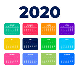 2020 happy new year calendar template in clean style