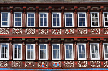 Obraz premium Decorated facade of medieval house in Goslar, Germany.