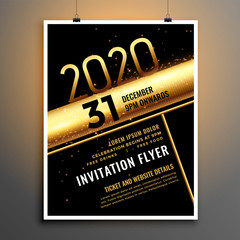 black and gold 2020 new year flyer poster template