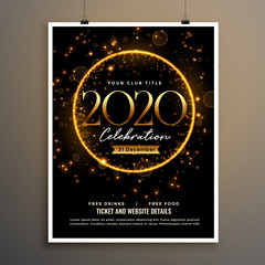 2020 new year golden sparkle flyer poster template design