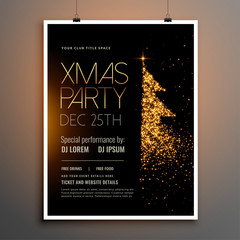 Naklejka na ściany i meble merry christmas party flyer with golden sparkle tree