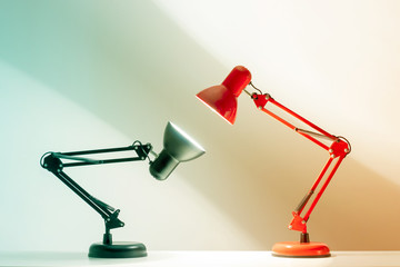 Red and black table lamp