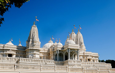 View of a white marble hindu temple