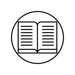 Book icon. Outline thin line flat illustration. Isolated on white background. 