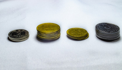 Ukrainian coins. Denomination of new and withdrawal of old coins. Macro