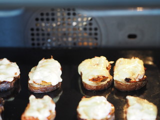 hot sandwiches in the oven for baking