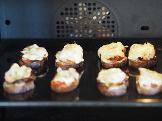hot sandwiches in the oven for baking