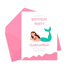 Birthday Party invitation card with cartoon mermaid collection design