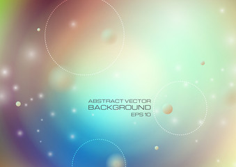 Abstract circles with lighting on blurred colors background