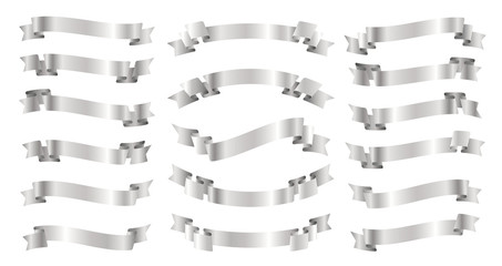 Obraz premium Silver ribbons banners isolated on white background